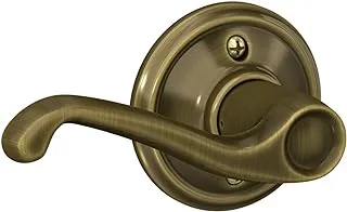 Schlage F170 FLA 609 LH Left Handed Flair Door Lever, One Sided Non-Turning Dummy Door Handle, Antique Brass