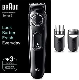 Braun BT 3410 Beard Trimmer 3 With Precision Wheel, 3 Styling tools, 50 mins Runtime. Ultra Sharp Blade, Look Barber Fresh Everyday