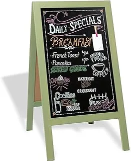 BPA Wooden A-Frame Sign with Eraser & Chalk - 40 x 20 Inches Magnetic Sidewalk Chalkboard – Sturdy Freestanding Sage Sandwich Board Menu Display for Restaurant, Business Or Wedding