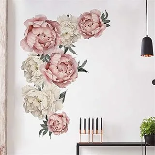 Flowers Wall Sticker,Valentine's Day Large Romantic Floral Wall Decals for Sofa Background Living Room Bedroom Nursery Room Decorations,35.4 x23.6inch