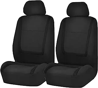 FH Group Car Seat Covers Front Set in Cloth - Car Seat Covers for Low Back Car Seats with Removable Headrest, Universal Fit, Automotive Seat Covers, Washable Car Seat Cover for SUV, Sedan, Van Black