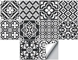 Self-Adhesive Wall Tile Decals, Peel and Stick Tile Stickers, Waterproof Backsplash Stickers for Kitchen Bathroom Decor, 6x6inch 10Pcs, Black Floral 054