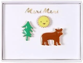 Meri Meri Bear, Sun and Tree Enamel Pins