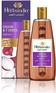 Herbsindia Onion & 7 Herbal Seeds Hair Oil With Nourish Tube | Makes Hair Stronger & Longer | Silicone & Paraben Free | 180ml