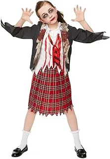 Mad Toys Trick or Treat Zombie School Girl Uniform Spooky Theme Party Halloween Child Costumes, 11-12 Years - Red