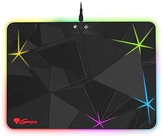 Genesis Boron 700 Lighting Gaming Mousepad 348Mm X 250Mm, Thickness 5 Mm, Non-Slip Desk Pad Rubber, Brightness Level Switch, Mode Switch [Stable And Durable] - For Pc/Mac Mice - Black - Pvc/Rubber