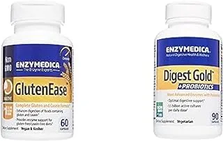 Enzymedica Bundle : Enzymedica Glutenease 60 Capsules + Enzymedica Digest Gold + Probiotics 90 Capsules