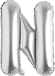 Italo N Alphabet Letter Foil Balloon, 32-Inch Size, Silver