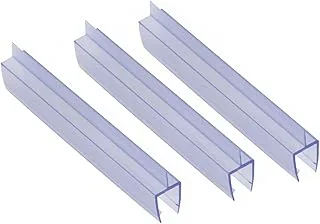 Biella™ Translucent Weather Stripping Seal Sweep with Drip Rail, Shower Door PVC Silicone Li p Seal Strip for 8MM Frame-less Glass (2 Meter x 3Pcs) (8mm Glass, Џ Shape (Center Lip))