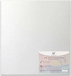 BPA 12 X 12” / 30.5 x 30.5cm Canvas Panel Stretched Blank Canvas Board Primed Artist Boards 100% Cotton for Oil Paint Acrylic Painting Mixed Media White Canvases Painting Panel (12x12 Inch - 1 Board)