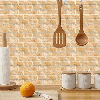 18 creative glossy tile stickers 5.9 inches * 11.81 inches visual 3D tile texture wall stickers wallpaper peelable self-adhesive decorative kitchen wall stickers