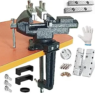 MYTEC Bench Vise or Table Vise, multifunctional jaw, multi-functional Combined Vise with Quick Adjustment, Universal Rotate 360° Work Clamp-On Vise, 3.3