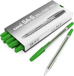 Uni-Ball SA-S Fine 0.7 mm Nib Ballpoint Pen, Green, Pack of 12