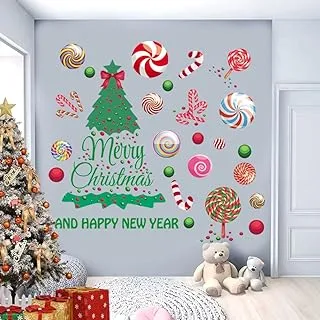 BPA Christmas Decal Stickers Christmas Tree Vinyl Wall Art Decals Quotes Merry Christmas and Happy New Year Christmas Candy Decorations Home Decorations Living Room Bedroom Art Gifts