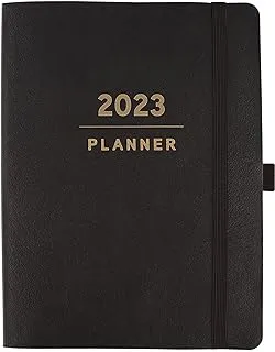 Graphique 2023 Business Planner | 18 Month Organizer, July 2022-Dec. 2023 | Weekly & Monthly Spreads | To-Do List & Note Pages | Pocket & Pen Loop | Vegan Leather | Black | 6 x 8