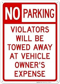 BPA No Parking Signs Will be Towed, 10x14 Rust Free Aluminum, Weather/Fade Resistant, Easy Mounting, Indoor/Outdoor Use, by