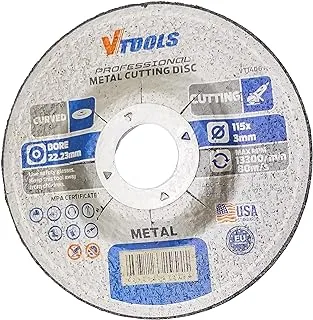 VTOOLS 115 mm x 3mm Curved Disc for Metal Cutting, 4.5 Inch Metal Cutting Wheel for Angle Grinder, VT1406, Grey