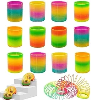 12 PCS Spring Coils, Rainbow Coil Spring Toys, Plastic Neon Coil Springs, Classic Novelty Toys for Boys, Girls, Colorful Gifts for Birthday, Goody Bag Fillers, Party Prizes and Stocking Fillers,Mix