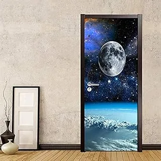 BPA Cosmic Planet Cloud Landscape 3D Door Wallpaper Wallpaper Parlor Bedroom Waterproof Door Sticker Home Decor Wall Painting,330cm(W) x210cm(H)