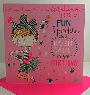 Rachel Ellen Fun Sparkle Razzle Dazzle Birthday Card, Pink