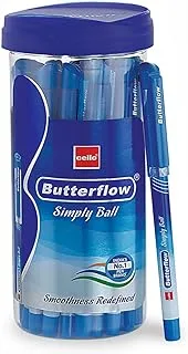 Cello Butterflow Simply Blue Ball Pen| Pack of 25 Pens |Ball Pens Blue | Ball Pens Set for Students | Pens for Office Use | Ball Pens for Writing Pens | Best pen for Exam