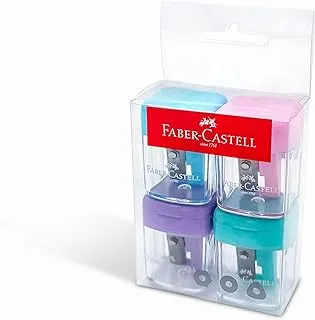 Faber-Castell Minibox Sharpener 4pc Pastel Colours,Suitable for graphite and colour pencils