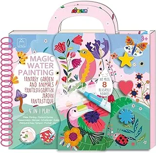 Avenir Magic Water Painting – Fantasy Garden | Mess-Free Reusable Coloring Book with Water Pen and Stickers | Hours of Creative Fun and Learning for Kids 3+