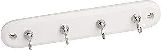 Spectrum, Modern Entryway Organizer & Wall Décor Diversified Four Key Rack, Wood Hooks, White/Chrome