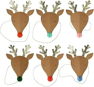 Meri Meri Reindeer Party Hats 6-Pieces, Multicolor