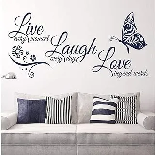 Live Love Laugh Set 3 Wall Sticker Motivational Wall Decals,Family Inspirational Wall Stickers Quotes(18x39, Black)