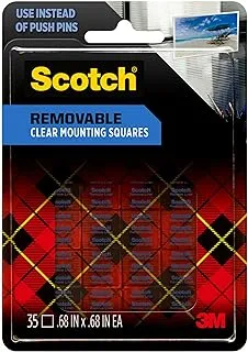 Scotch Removable Mounting Squares, 0.68 in x 0.68 in, Clear, Ideal for Papers, Folders, Cards, and More (859)