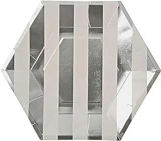 Meri Meri Toot Sweet Hexagon Silver Striped Plate 8-Piece Set