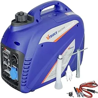 VTOOLS 2750W Recoil High-Performance Portable Silent Generator,50/60Hz, 100cc 4-Stroke Engine,USB, DC Output, Compact Carrying Case, Parallel Outlet, Fuel-Efficient, Blue, VG2750iS