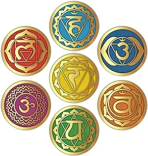 ملصقات حائط BPA Seven Chakra - (مجموعة من 7) شارات فينيل مستديرة كبيرة مقاس 6 بوصات لديكور غرفة اليوغا والتأمل الفني