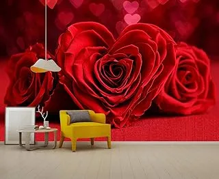 BPA Floral Wallpaper Mural 3D Love Red Rose Wallpaper for Bedroom Living Room (not self-Adhesive)