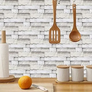 Homya 18 pieces of creative matte tile stickers 11.81 inches * 5.9 inches visual 3D brick pattern wall stickers wallpaper peelable self-adhesive kitchen wall countertop decoration stickers