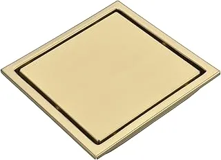 TRUSTMI 6 Inch Square Invisible Bathroom Shower Floor Drain with Removable Tile Insert Grate Cover, Brushed Gold, SUS 304 Stainless Steel