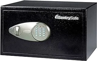 SentrySafe Security Safe with Digital Keypad Lock, Steel Safe with Interior Lining, Tethering Cable and Bolt Down Kit, 0.98 Cubic Feet, 8.9 x 16.9 x 13.6 Inches, X105