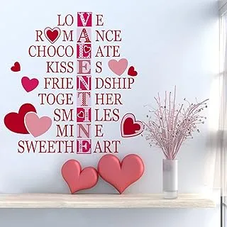 Mfault Love Romance Kisses Chocolate Pink Anniversary Wedding Wall Decals Sticker, Valentines Romantic Red Heart Mine Sweetheart Decoration Bedroom Art, Valentine's Day Holiday Home Kitchen Room Decor