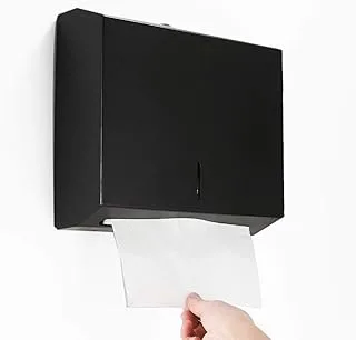 BESy Industries C-Fold Multifold Paper Towel Dispenser, Wall Mounted Stainless Steel Tissue Dispenser, Commercial Paper Hand Towel Holder for Office Bathroom Kitchen,Matte Black Finish