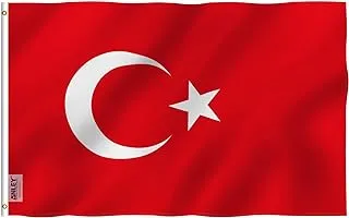 BPA 3x5 Foot Turkey Flag - Vivid Color and UV Fade Resistant - Canvas Header and Double Stitched - Turkish Flags Polyester with Brass Grommets 3 x 5 Ft