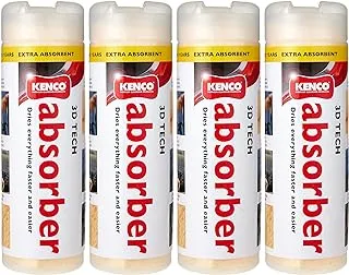 Kenco Premium Absorber 3D Chamois synthetic, Water Absorbent Drying Towel - Lint Free, Scratch Free, Fast Drying, Washable Detailing Cloth For Cars, Trucks, Motorcycles (4 Pack)