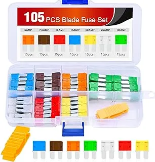 Nilight 105PCS Micro2 Fuse ATR APT Car Blade Fuses Assortment Kit Micro 2 استبدال الصمامات السيارة 5A 7.5A 10A 15A 20A 25A 30A صمام السيارات مع مجتذب الصمامات للسيارات والشاحنات وسيارات الدفع الرباعي RVs، ضمان لمدة عامين