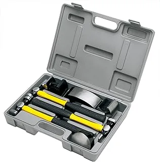 Performance Tool M7007 Auto Body Repair Kit with Hammers on Fiberglass Handles and Dollies in Tool Case, Yellow and Black (7-Piece)