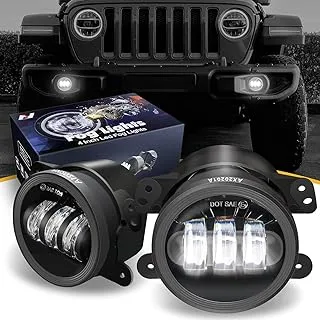 NUVISION LIGHTING NVL-FL-001 4 Inches LED Fog Light Compatible with 07-17 Jeep Wrangler / 11-14 Charger / 14-18 Cherokee /10-19 Journey (Left & Right) DOT Approved