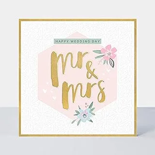 Rachel Ellen Designs Peony Emboss Mr and Mrs Wedding Day Card