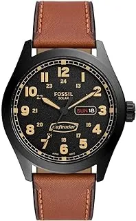 Fossil FS5978 Defender Solar-Powered Leather Watch for Men, Brown