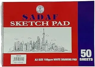 Sadaf 100 gsm 50 Sheets Spiral Sketch Pad, A3 Size, White