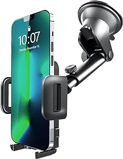 Sulfar Car Phone Holder, Dashboard Windscreen Car Phone Mount, Universal Car Cradle 360° Rotatable Extendable Arm One Button Release stand for iPhone13 12 11 Pro Max XS Xr X 8 7 Plus, Samsung