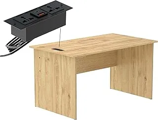 Mahmayi MP1 140x80 Writing Table with Without Drawers attached Black BS01 Desktop Socket with USB AC Port for Office, Home, and Meeting Room - Oak